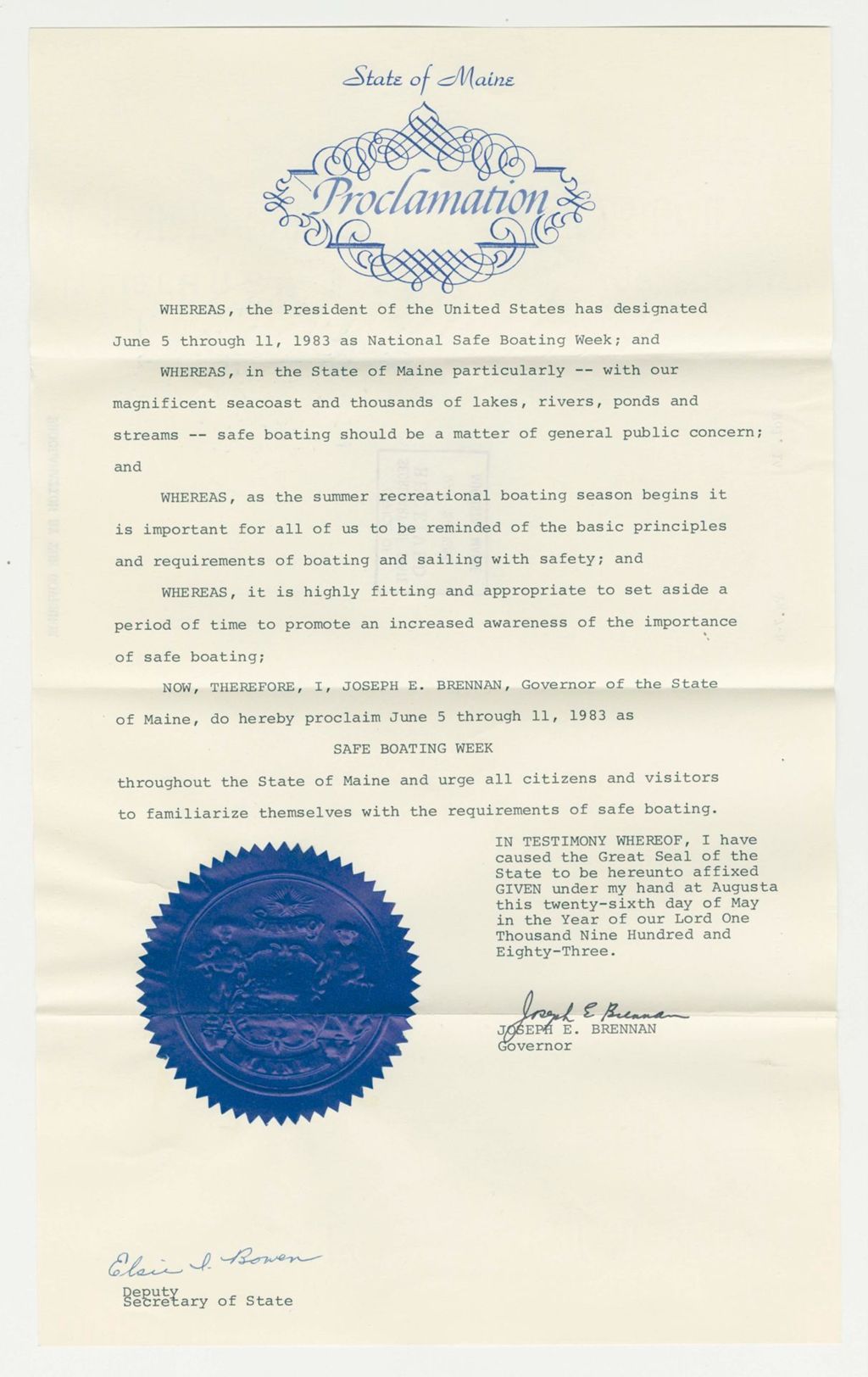 Miniature of Safe Boating Week Proclamation