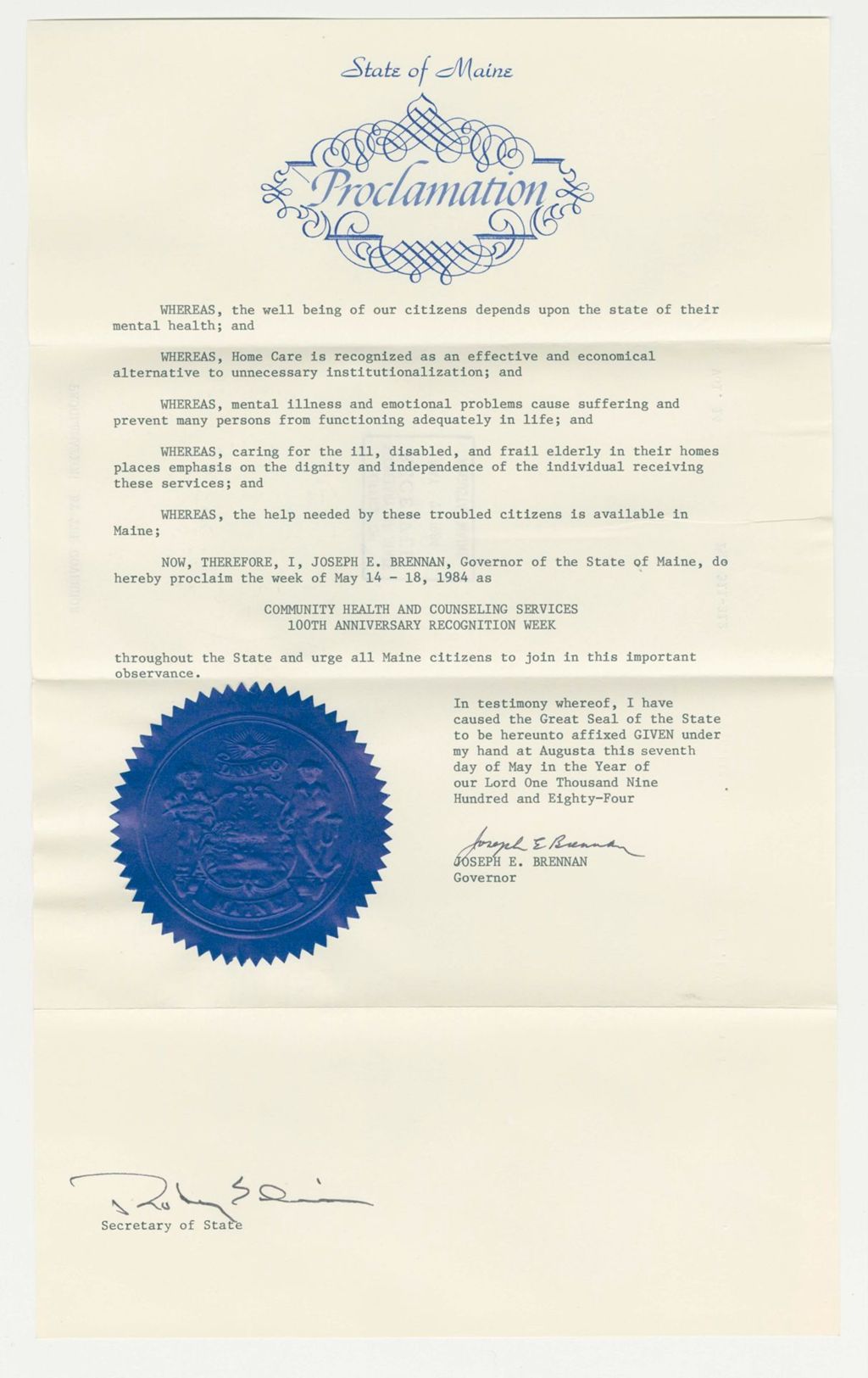 Miniature of Community Health and Counseling Services 100th Anniversary Recognition Week