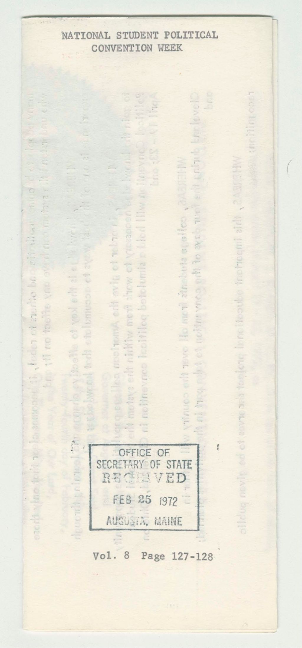 Miniature of National Student Political Convention Week