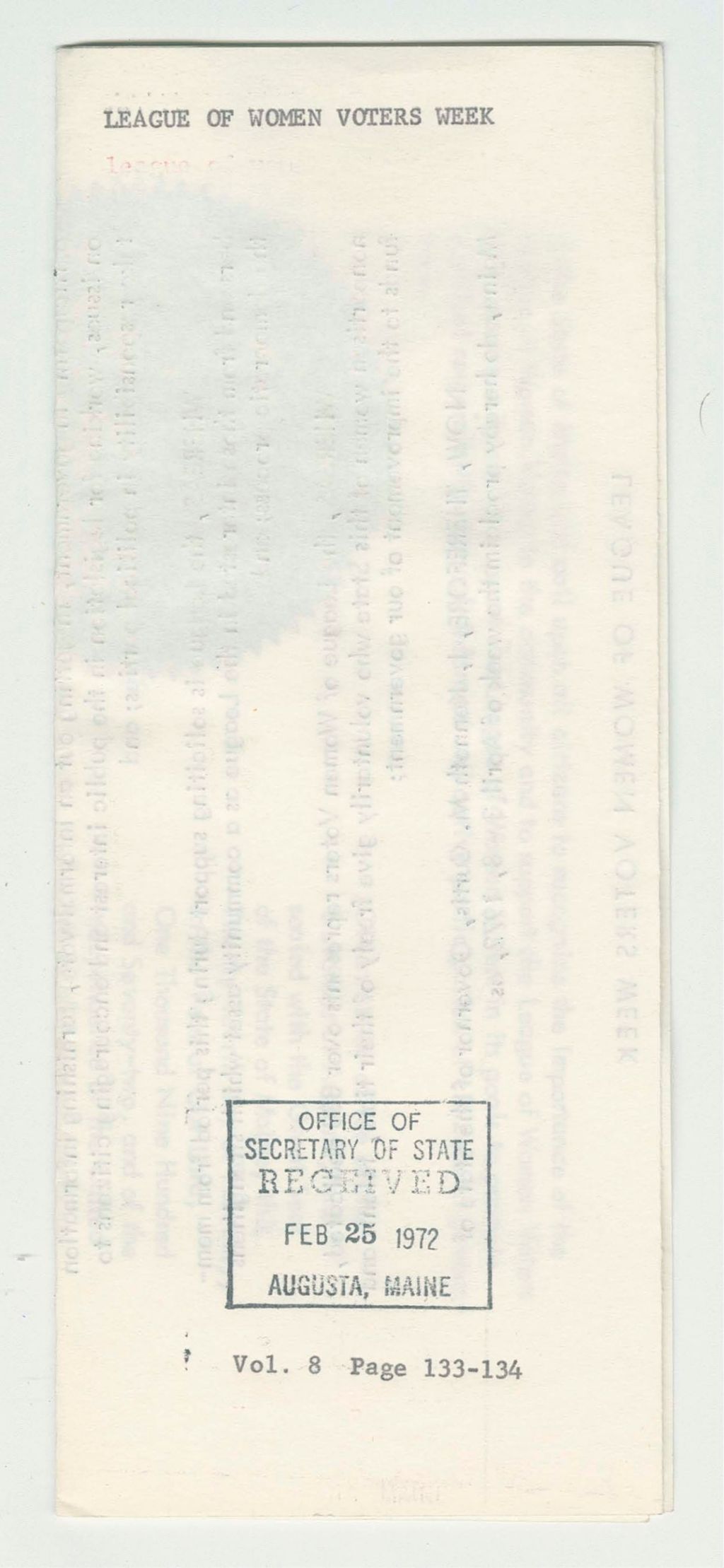 Miniature of League of Women Voters Week