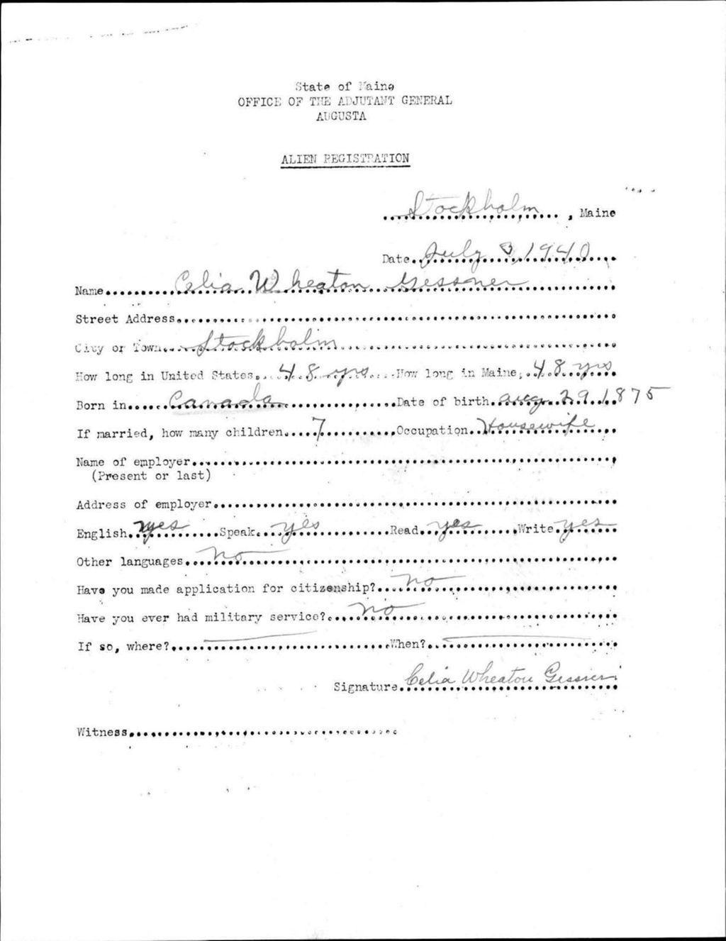 Miniature of Alien Registration- Wheaton, Celia (Saint Agatha, Aroostook County)