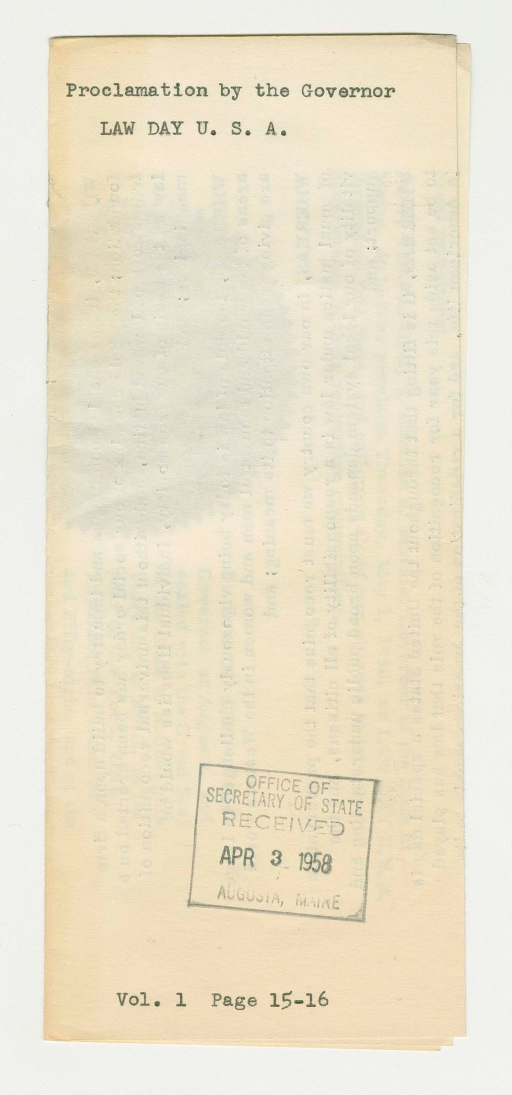 Miniature of Law Day U.S.A. Proclamation