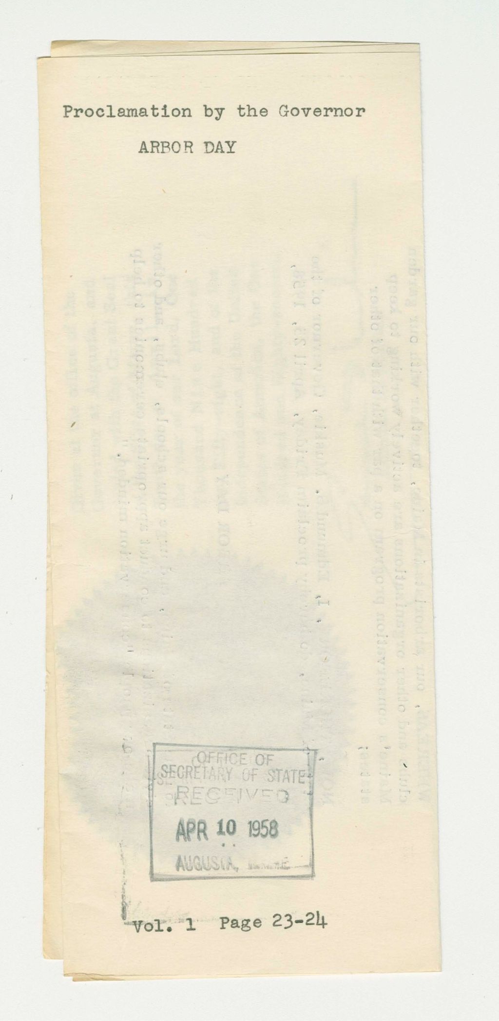 Miniature of Arbor Day Proclamation