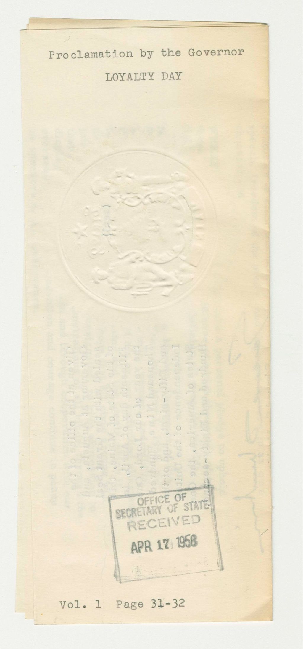 Miniature of Loyalty Day Proclamation
