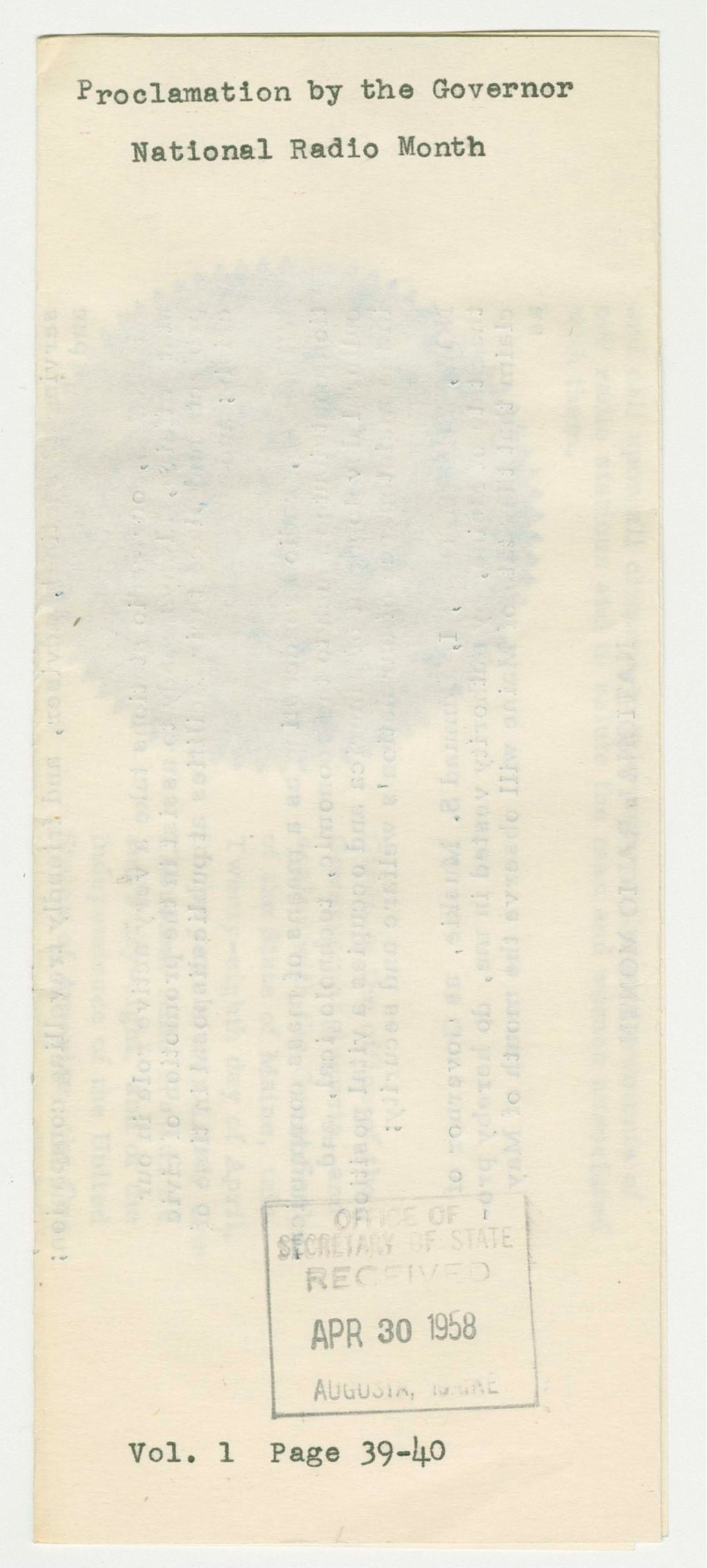 Miniature of National Radio Month Proclamation