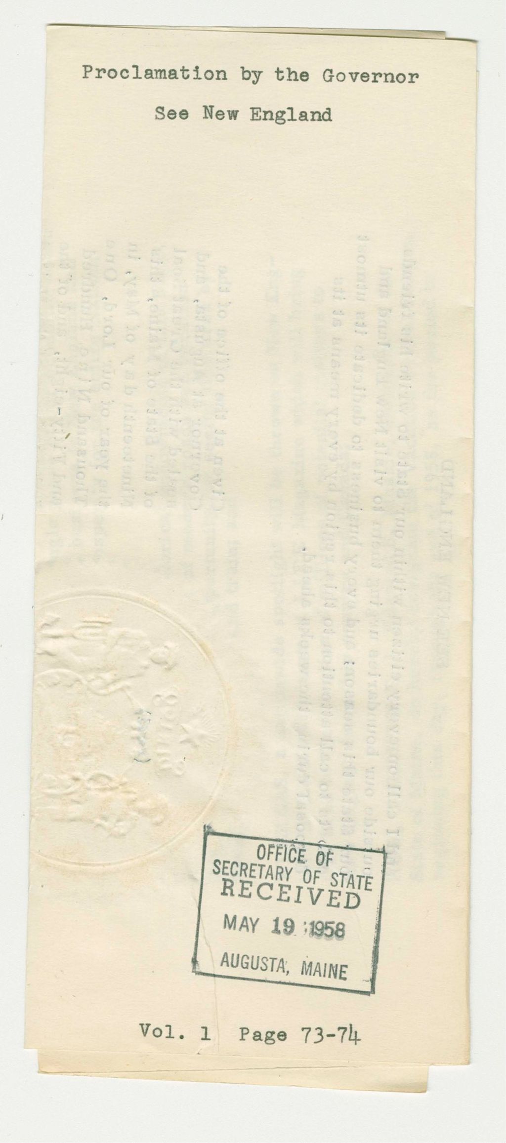 Miniature of See New England Proclamation