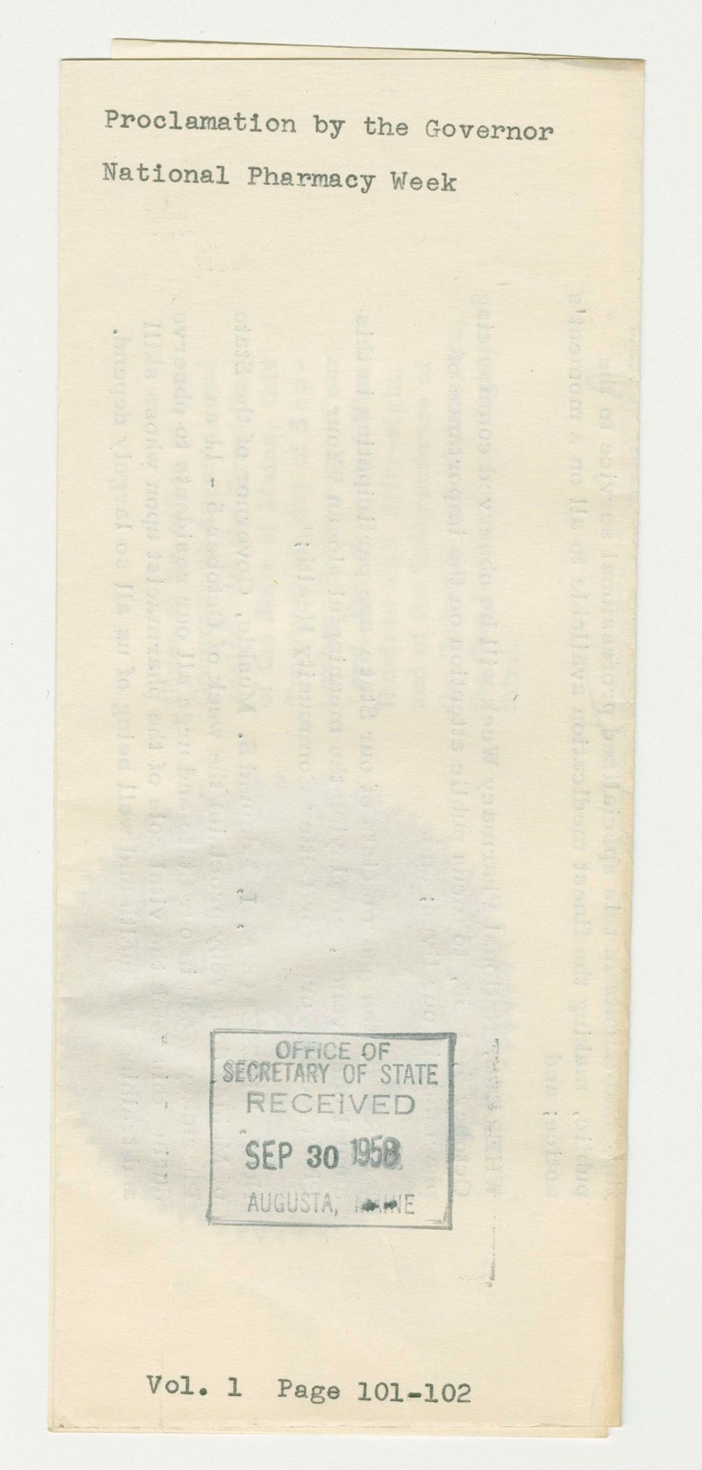 Miniature of National Pharmacy Week Proclamation