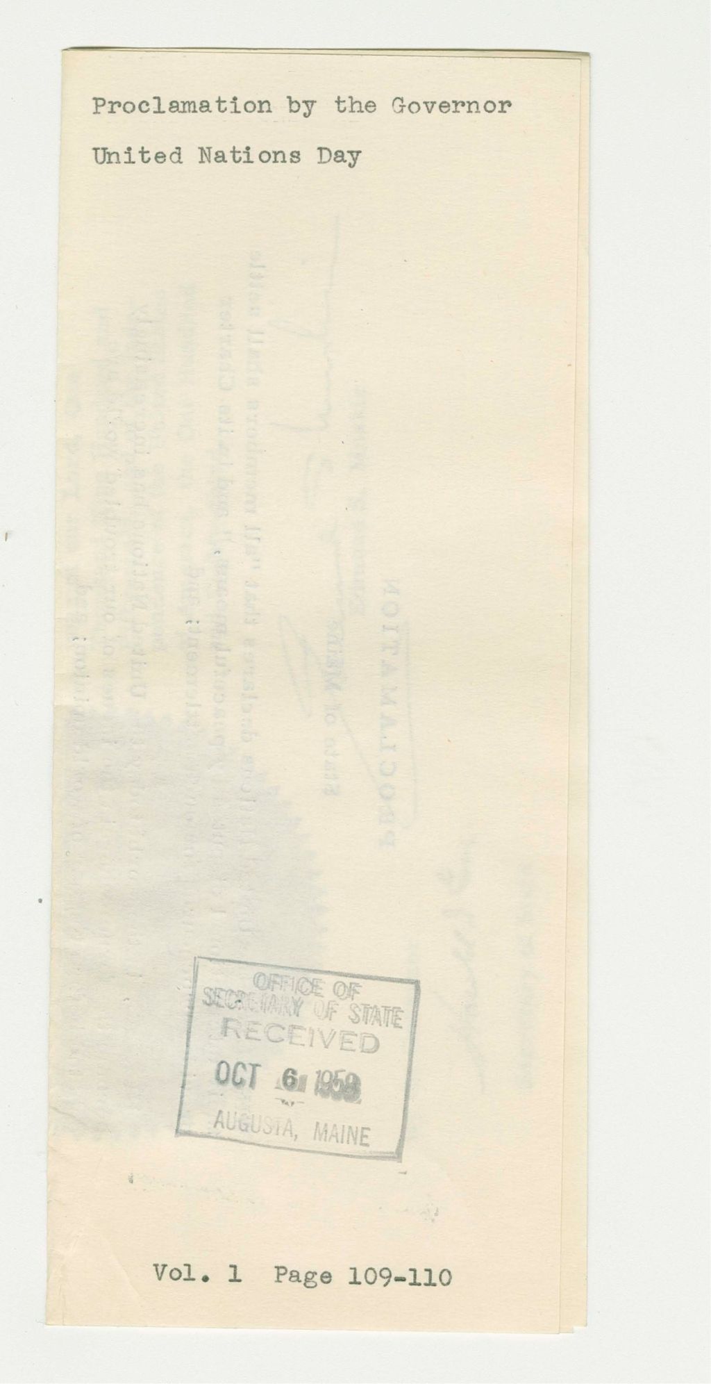 Miniature of United Nations Day Proclamation