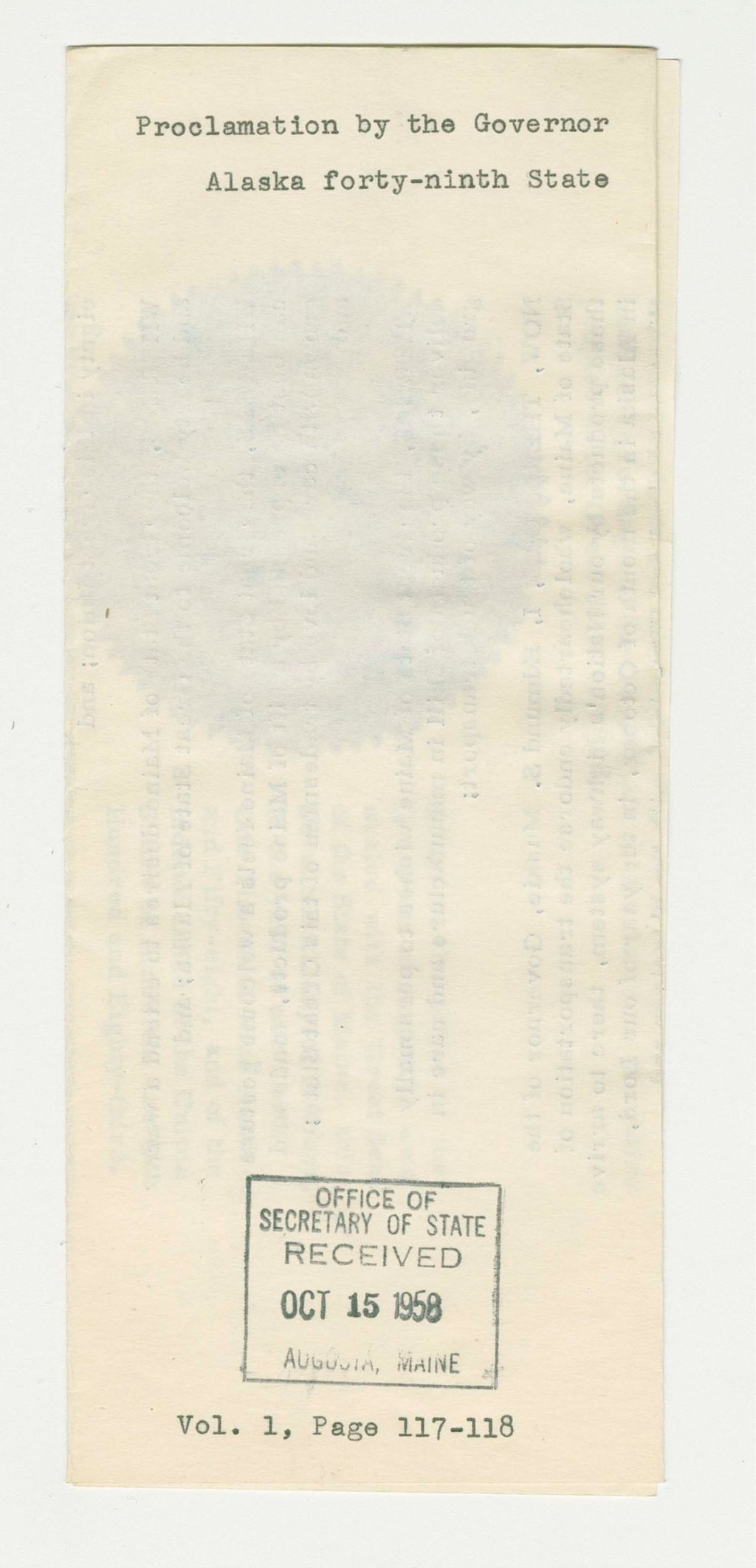 Miniature of Alaska Forty-ninth State Proclamation