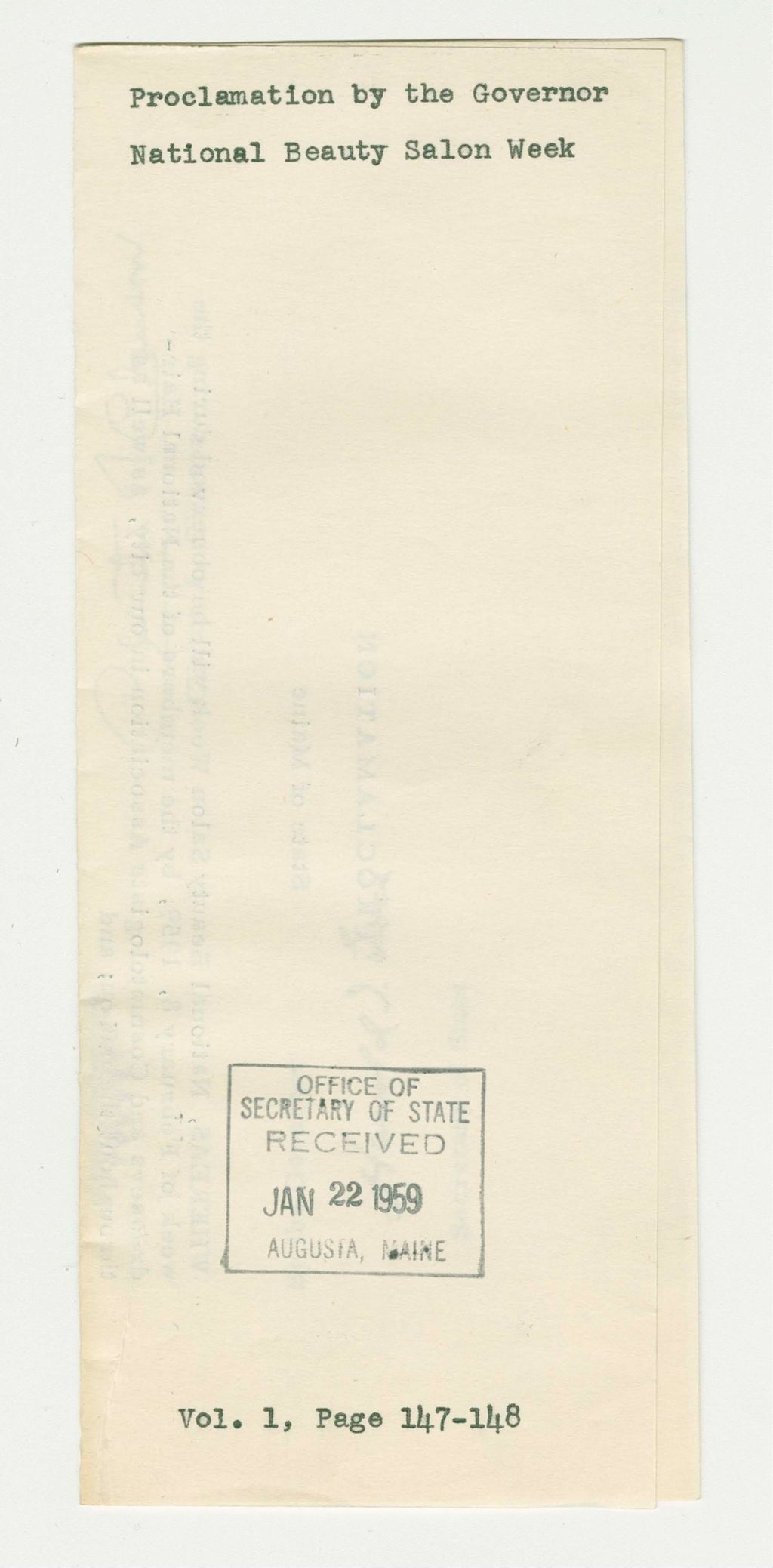 Miniature of National Beauty Salon Week Proclamation
