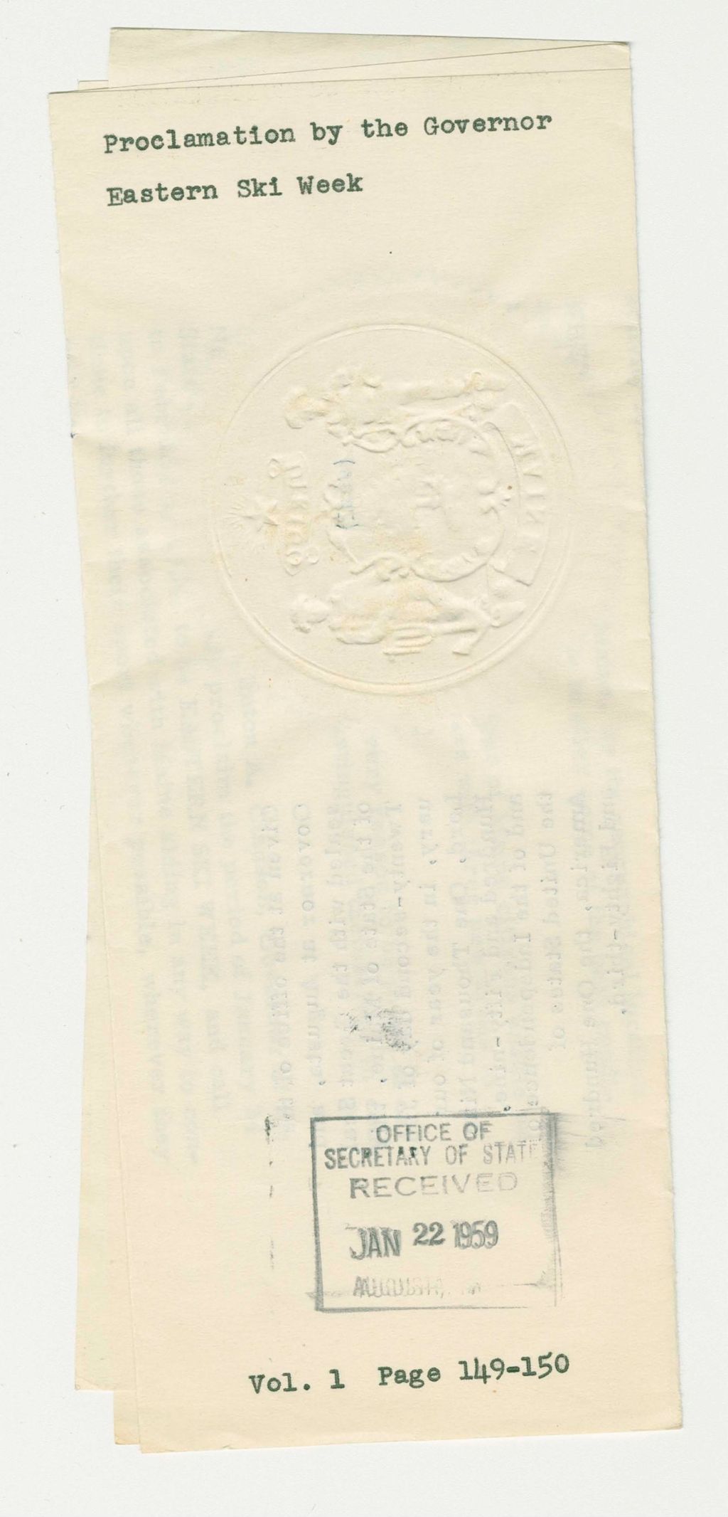 Miniature of Eastern Ski Week Proclamation
