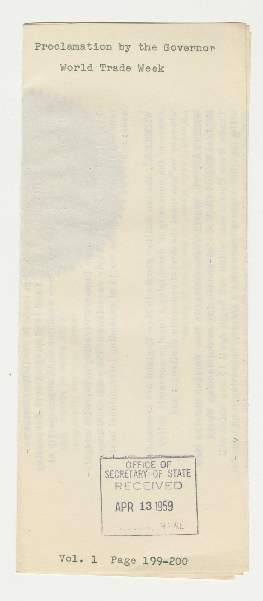 Miniature of World Trade Week Proclamation