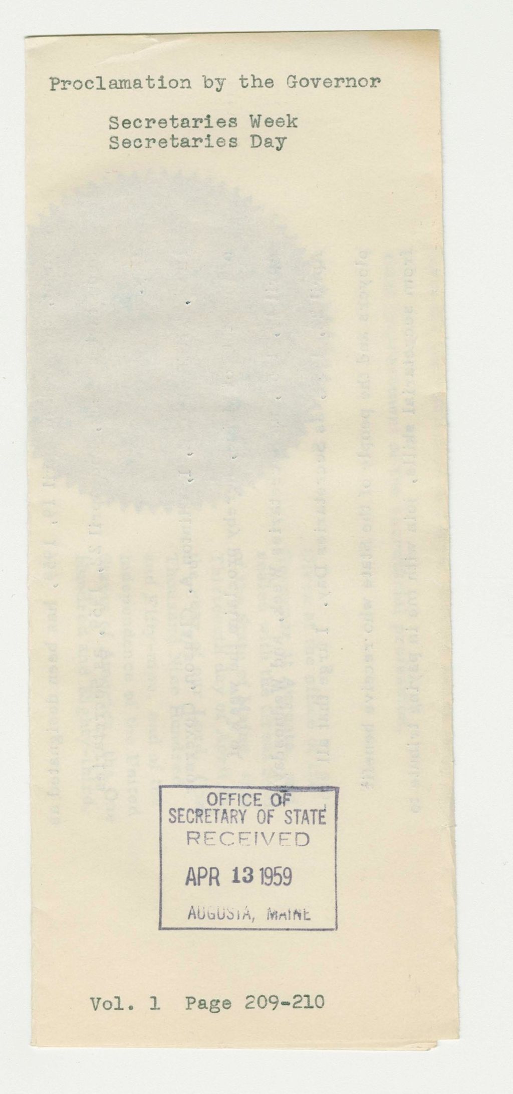 Miniature of Secretaries Week/Secretaries Day Proclamation