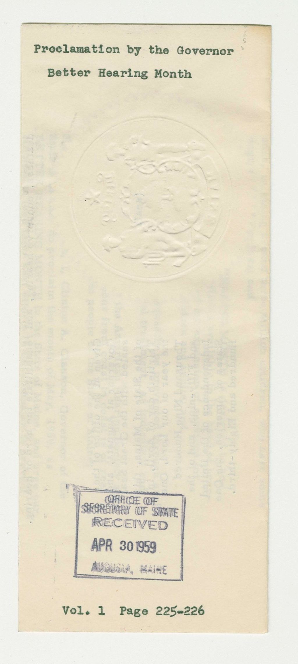 Miniature of Better Hearing Month Proclamation