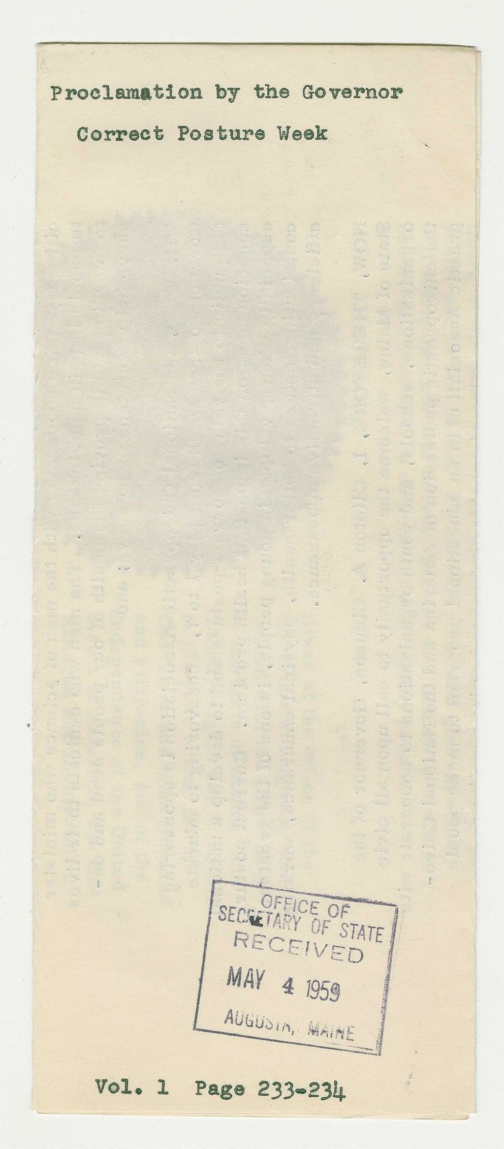 Miniature of Correct Posture Week Proclamation