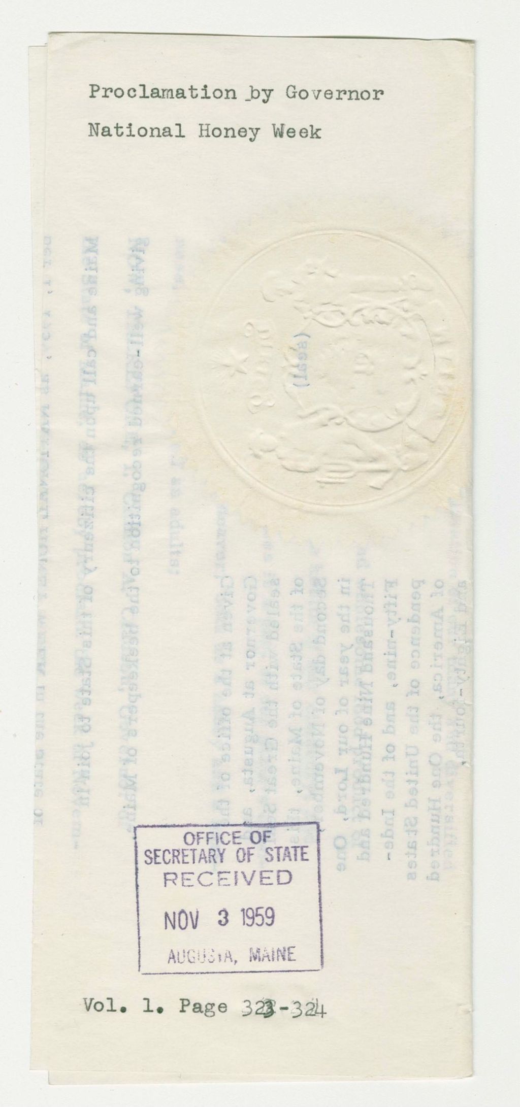 Miniature of National Honey Week Proclamation