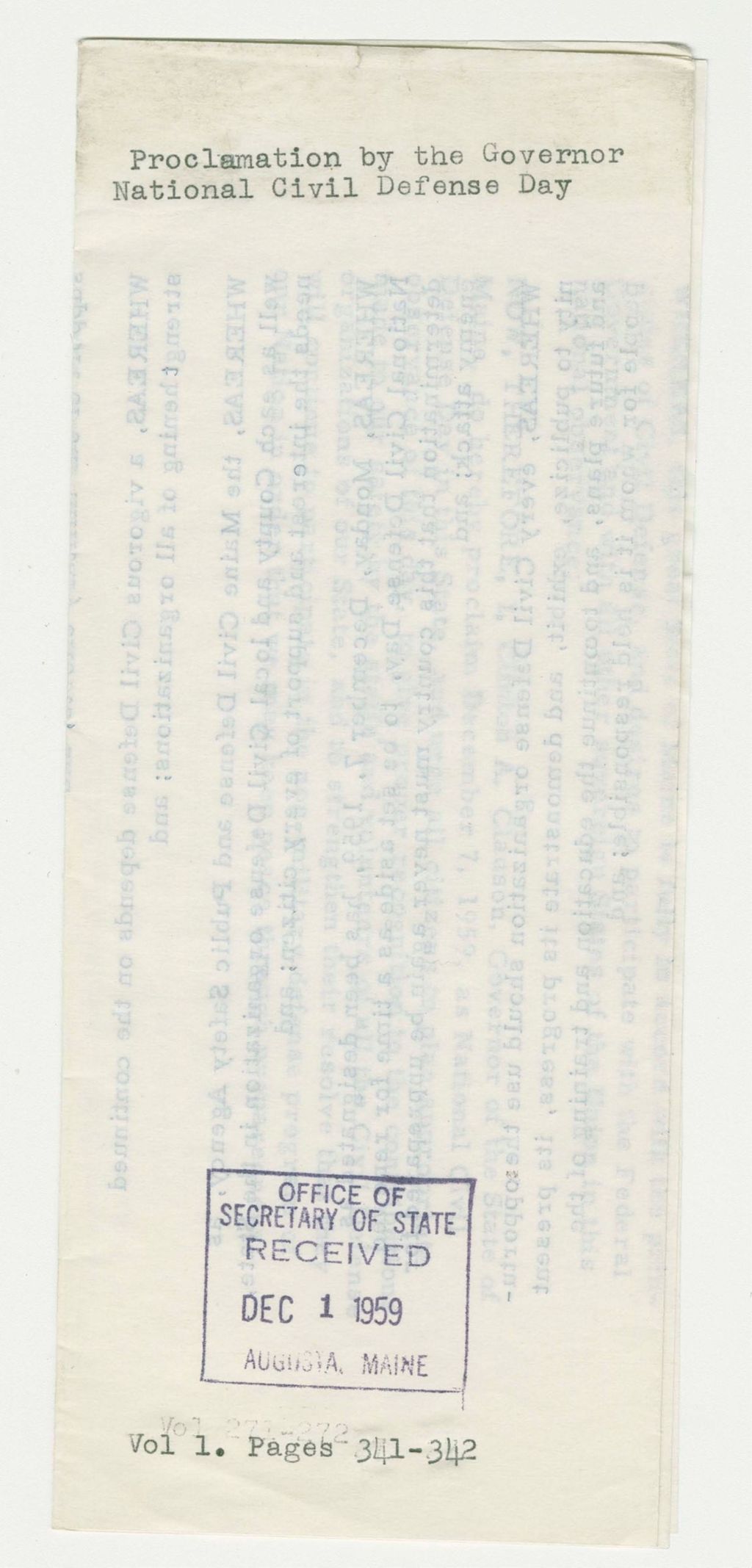 Miniature of National Civil Defense Day Proclamation