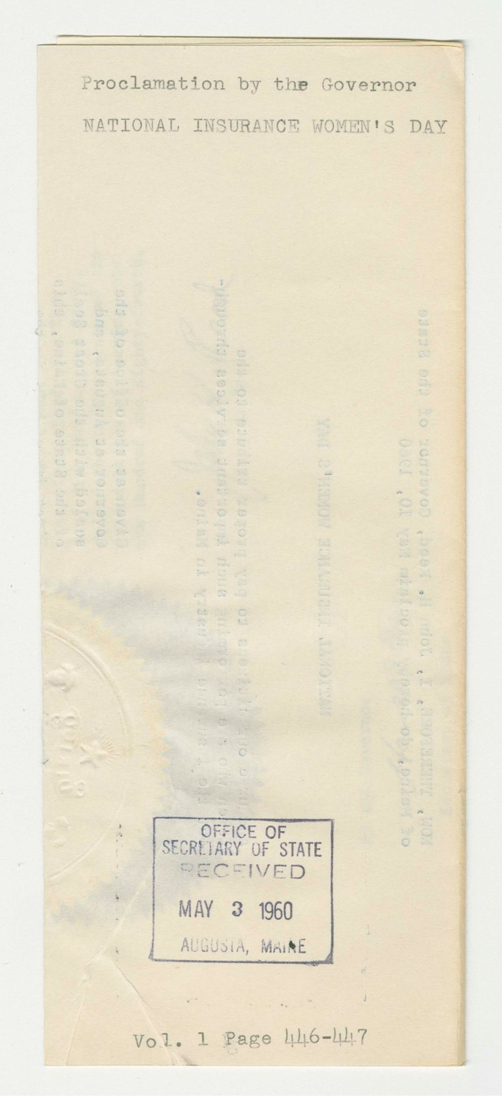 Miniature of National Insurance Women's Day Proclamation