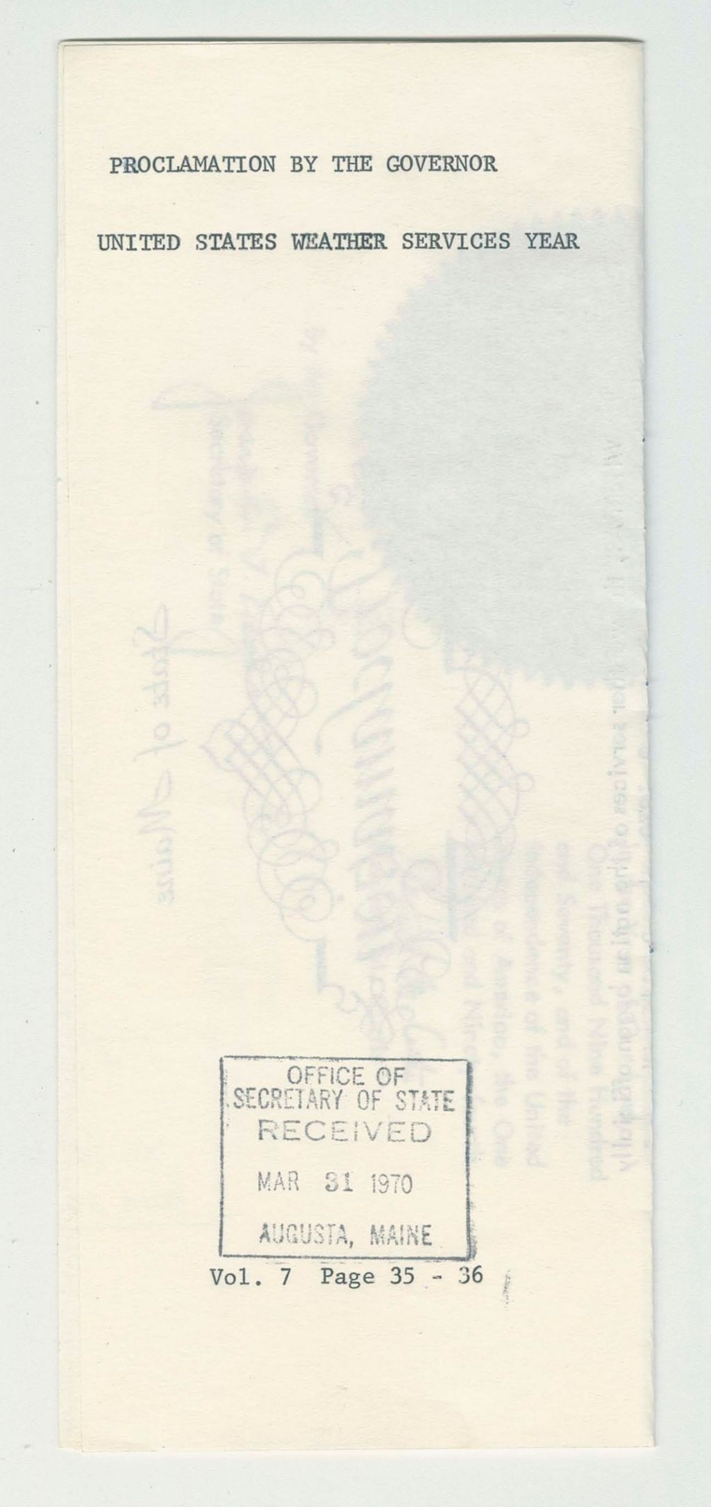 Miniature of United States Weather Services Year
