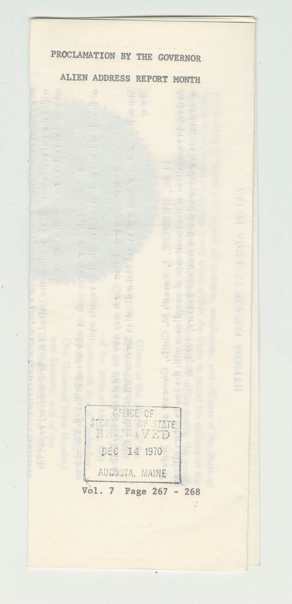 Miniature of Alien Address Report Month