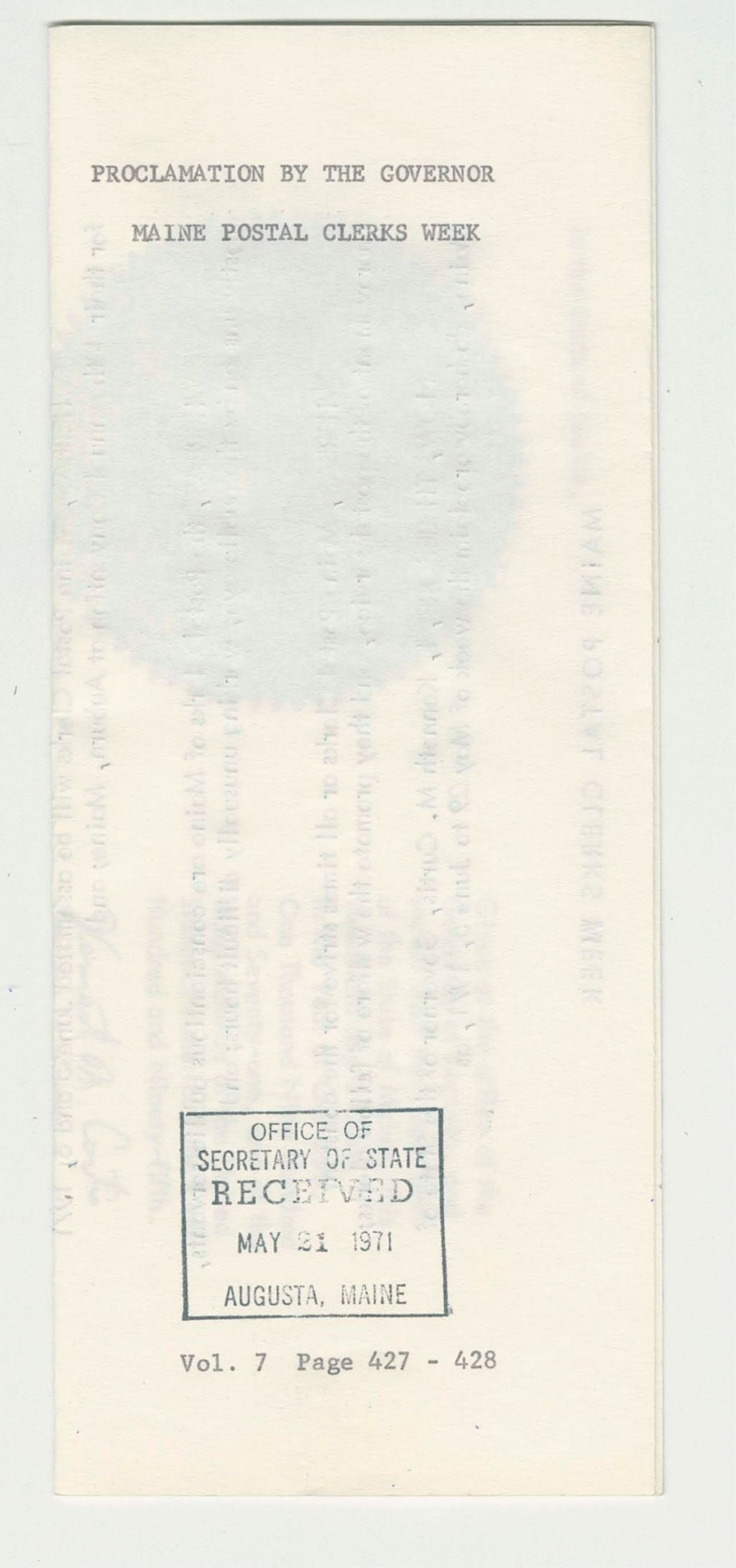 Miniature of Maine Postal Clerks Week