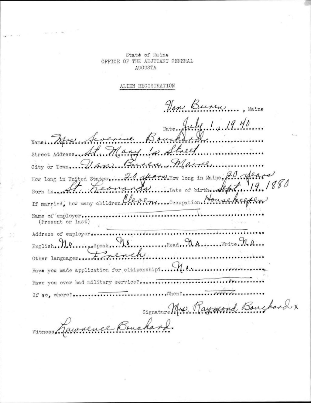 Miniature of Alien Registration- Bouchard, Sevenine (Van Buren, Aroostook County)