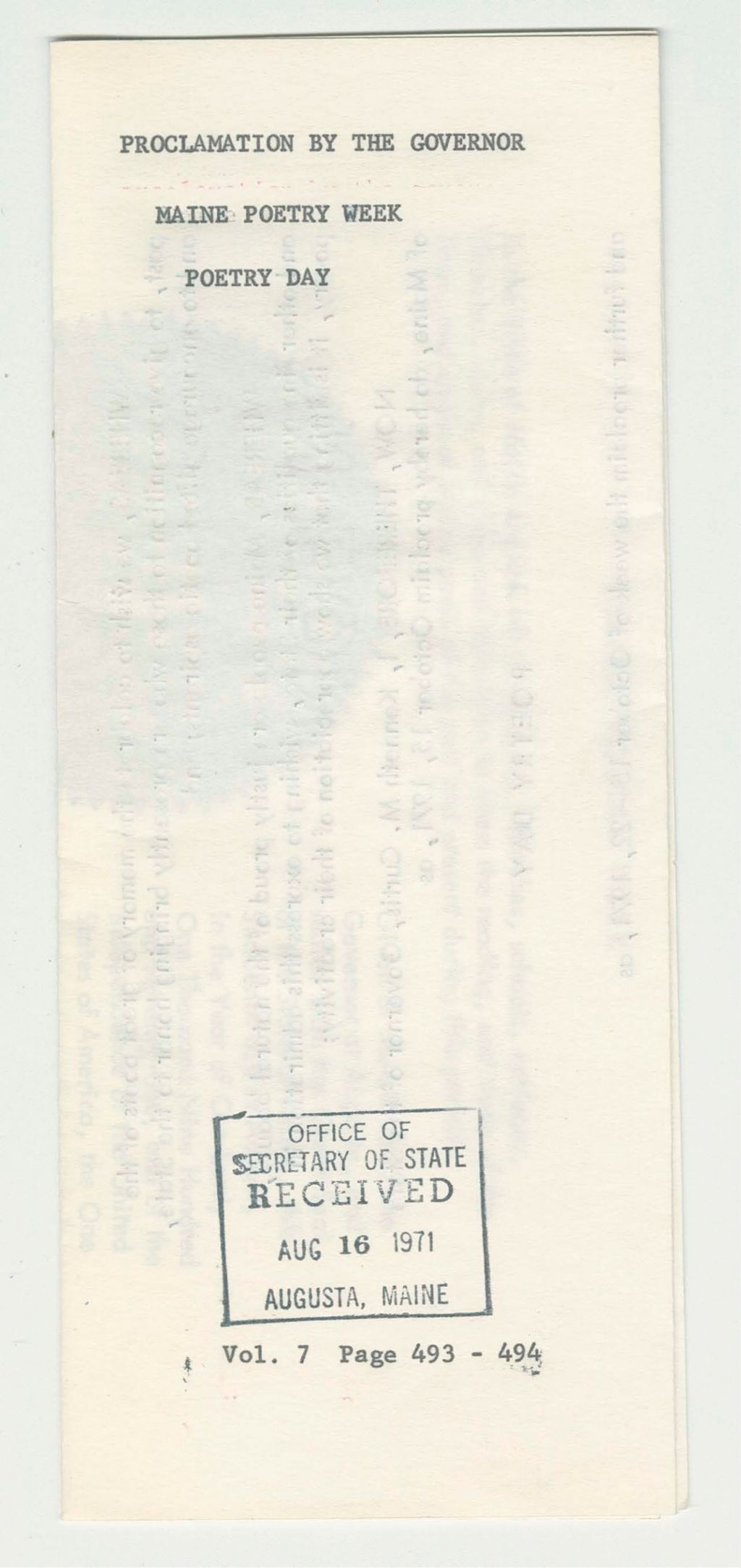 Miniature of Maine Poetry Week/ Poetry Day