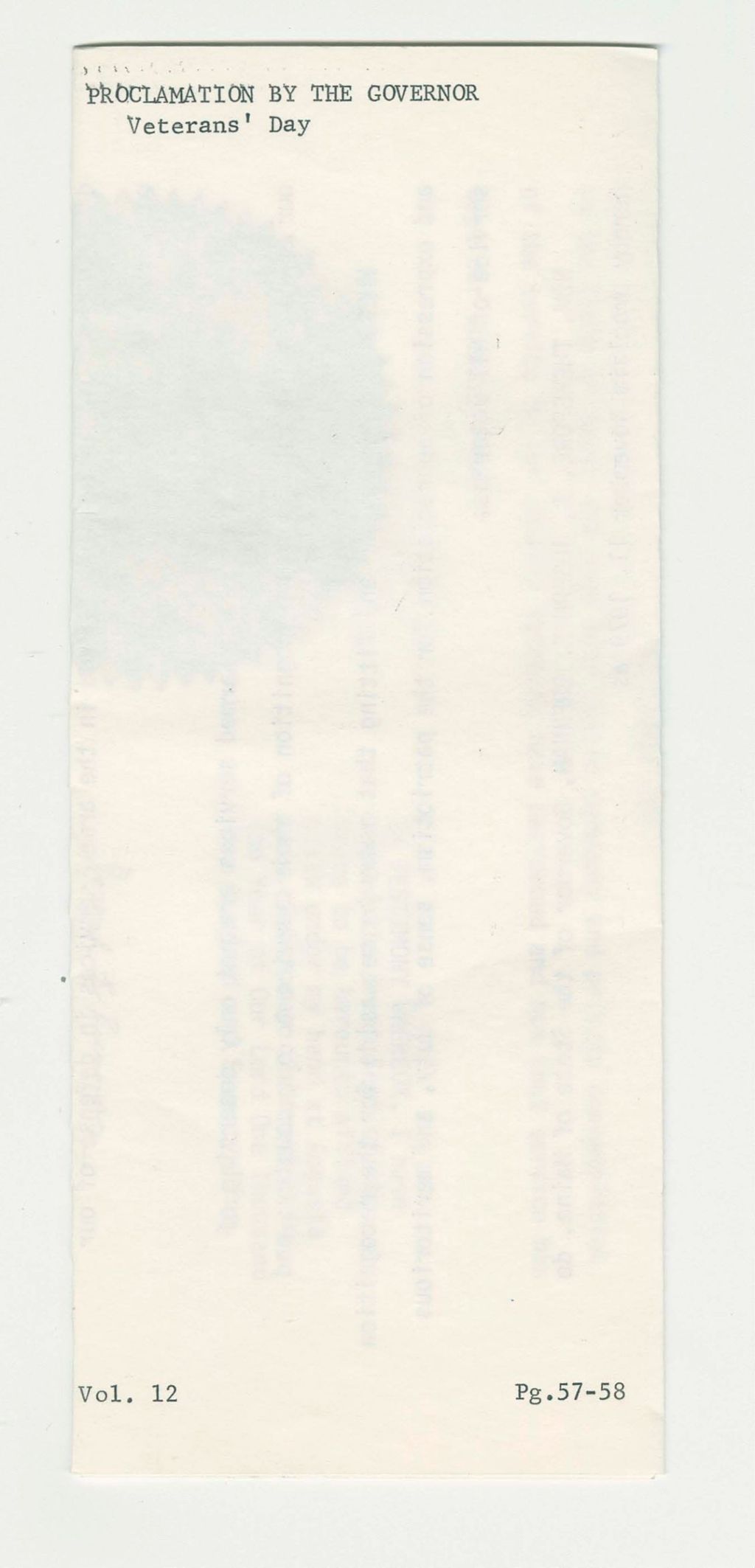 Miniature of Veteran's Day Proclamation