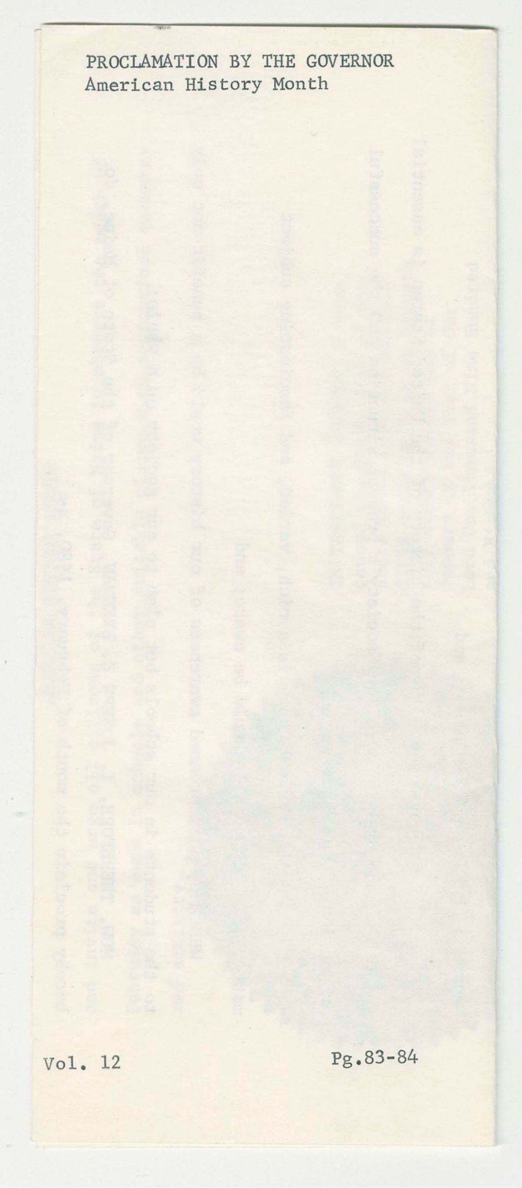 Miniature of American History Month Proclamation