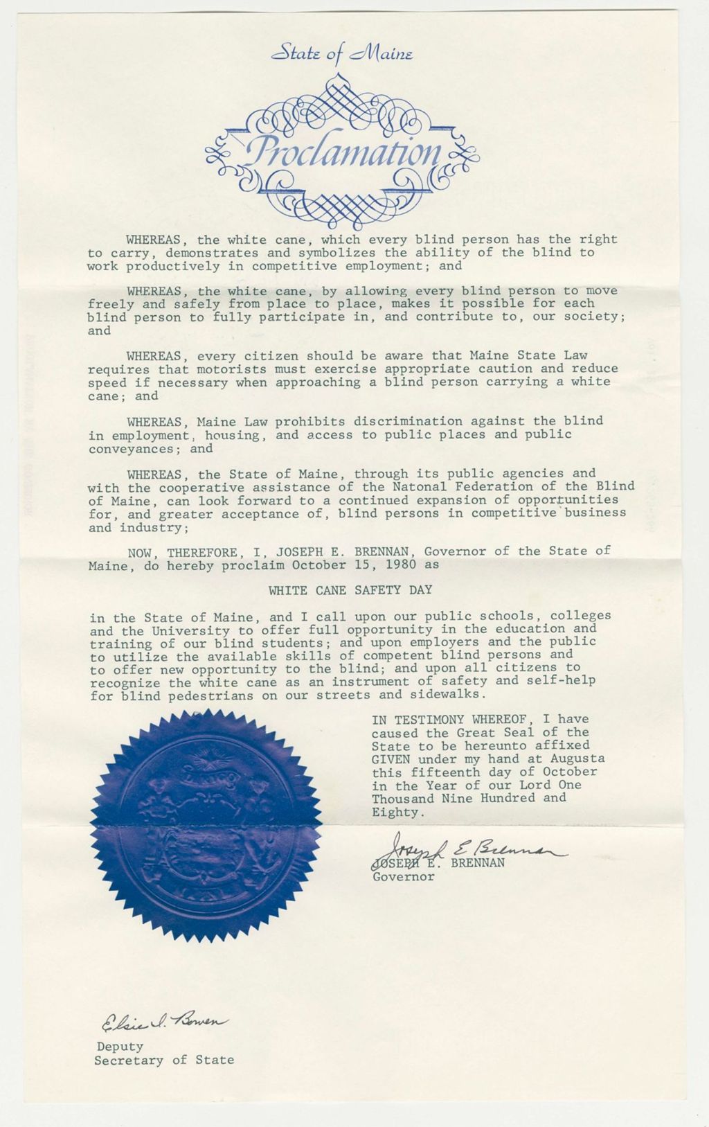 Miniature of White Cane Safety Day Proclamation