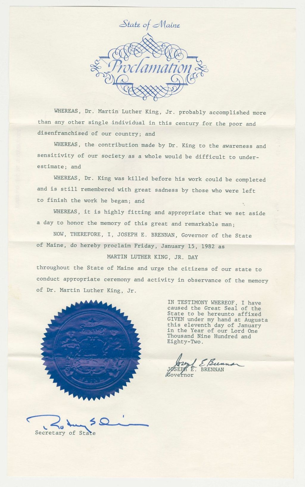 Miniature of Martin Luther King, Jr. Day