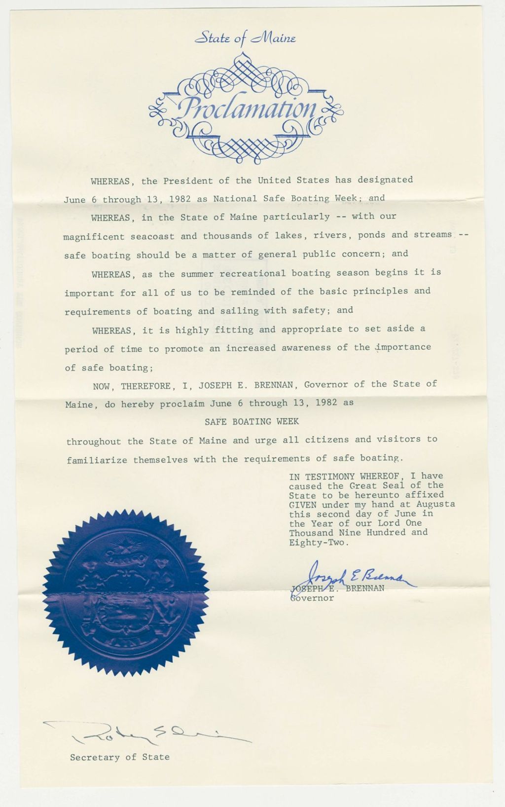 Miniature of Safe Boating Week Proclamation