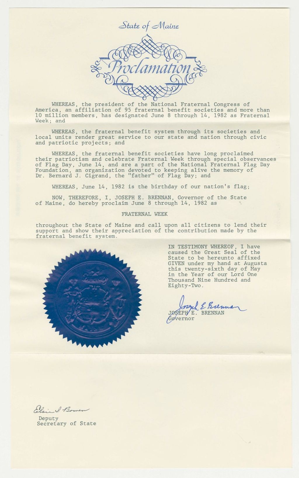 Miniature of Fraternal Week Proclamation