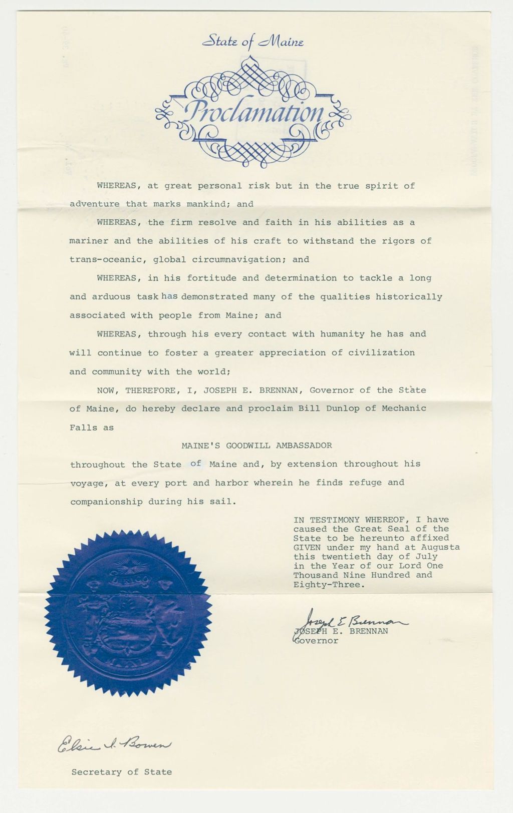 Miniature of Maine's Goodwill Ambassador
