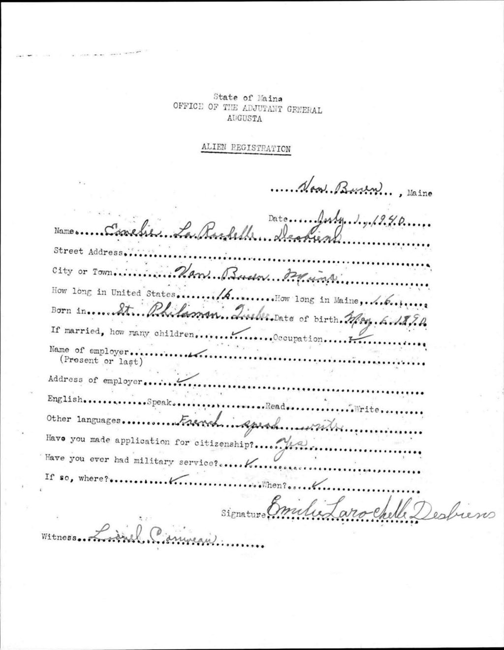 Miniature of Alien Registration- Desbiens, Emelie L. (Van Buren, Aroostook County)