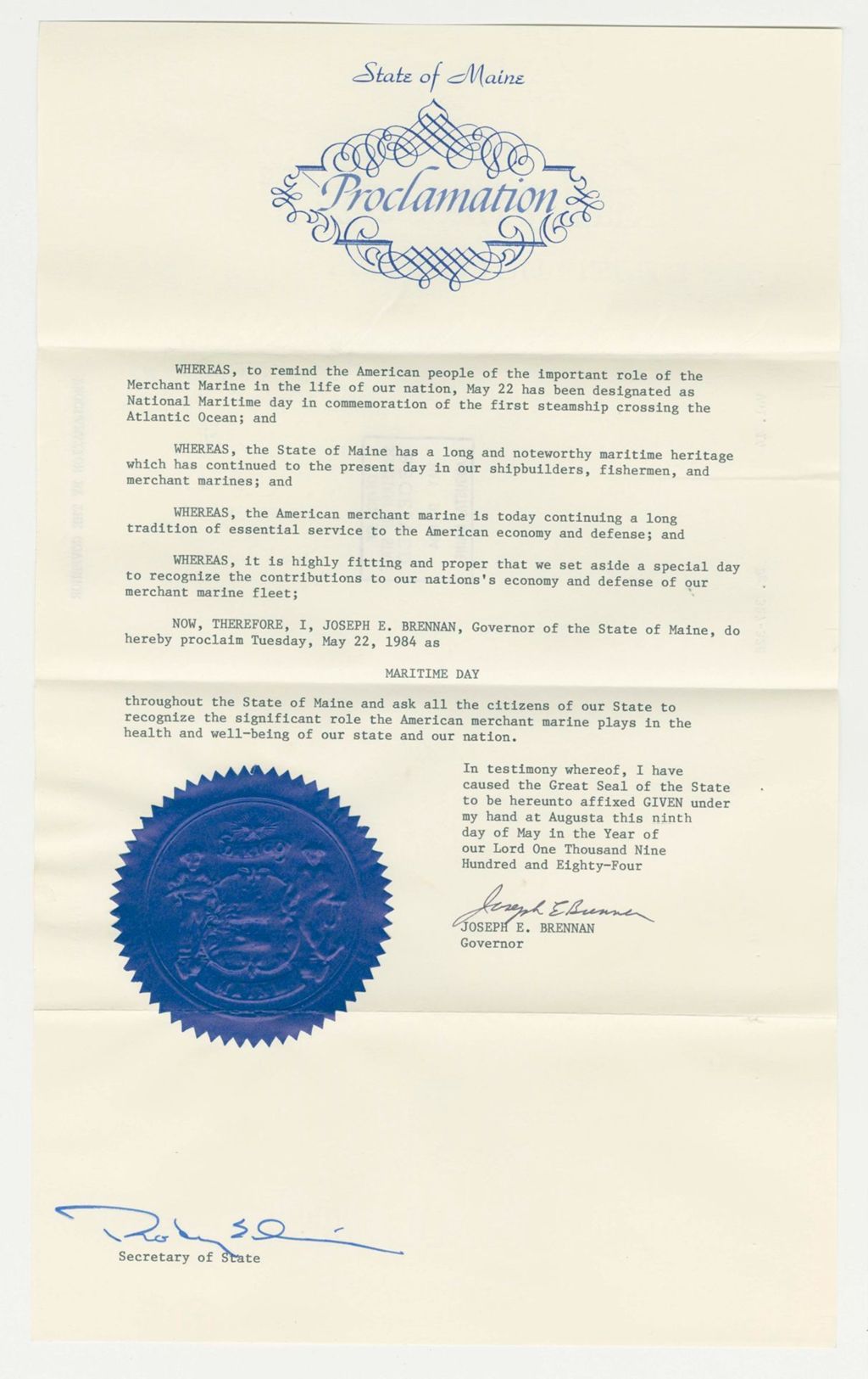 Miniature of Maritime Day Proclamation