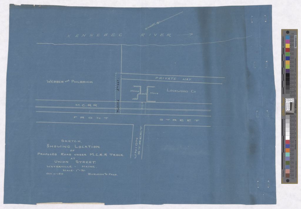 Miniature of Sketch Showing Location of Proposed Road Under M.C.R.R. Track at Union Street, Waterville, Maine