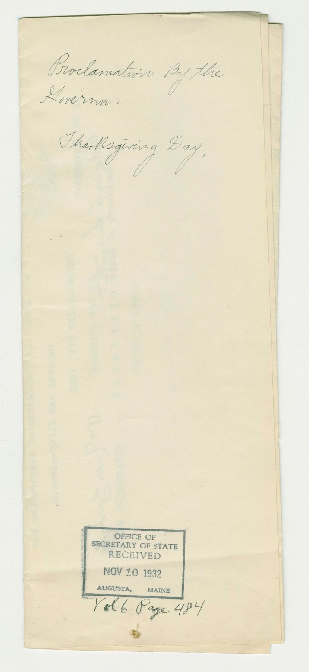 Miniature of Thanksgiving Day Proclamation