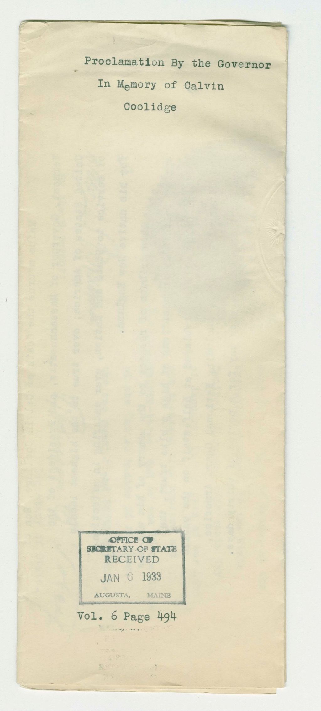 Miniature of In Memory of Calvin Coolidge