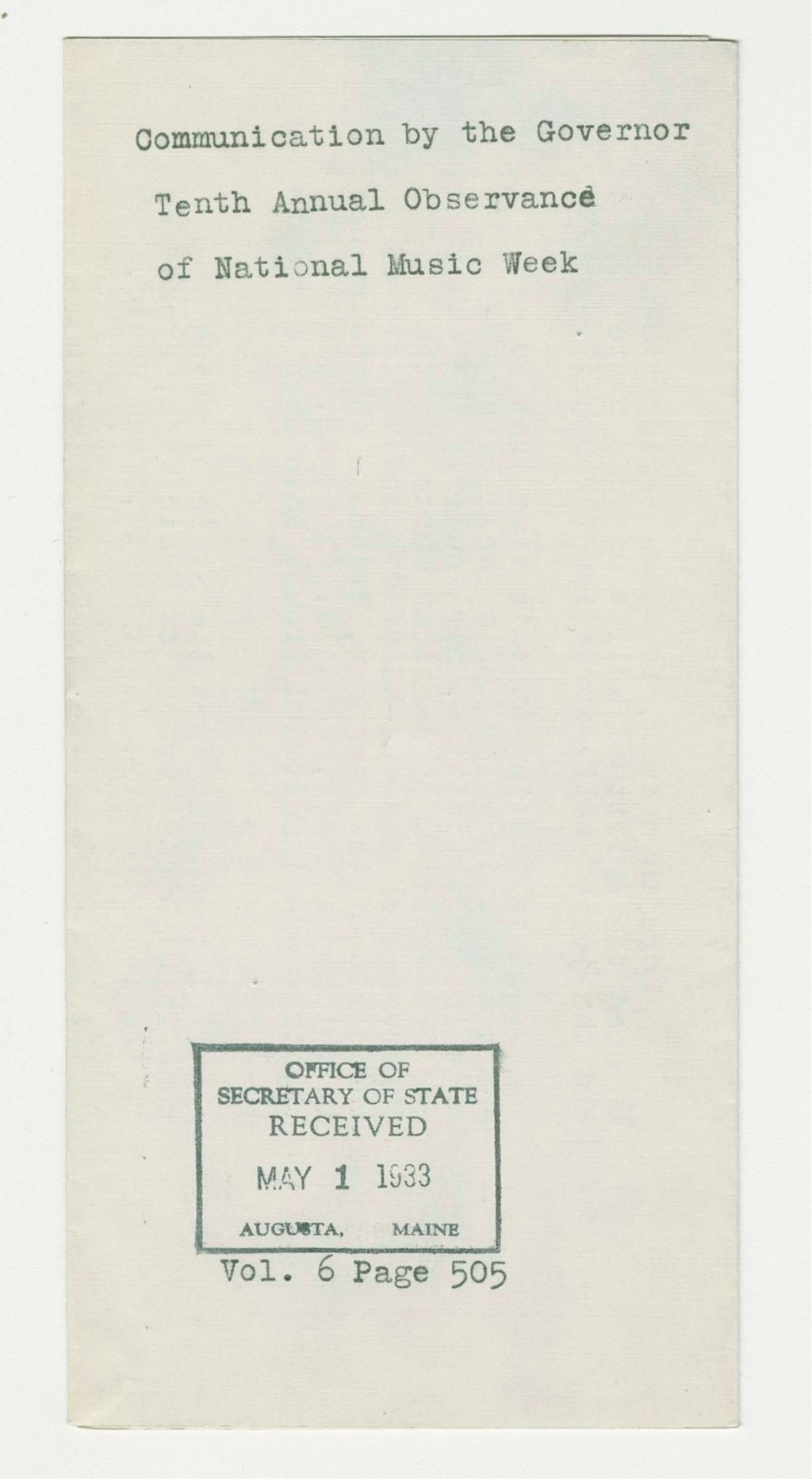 Miniature of Tenth Annual Observance of National Music Week