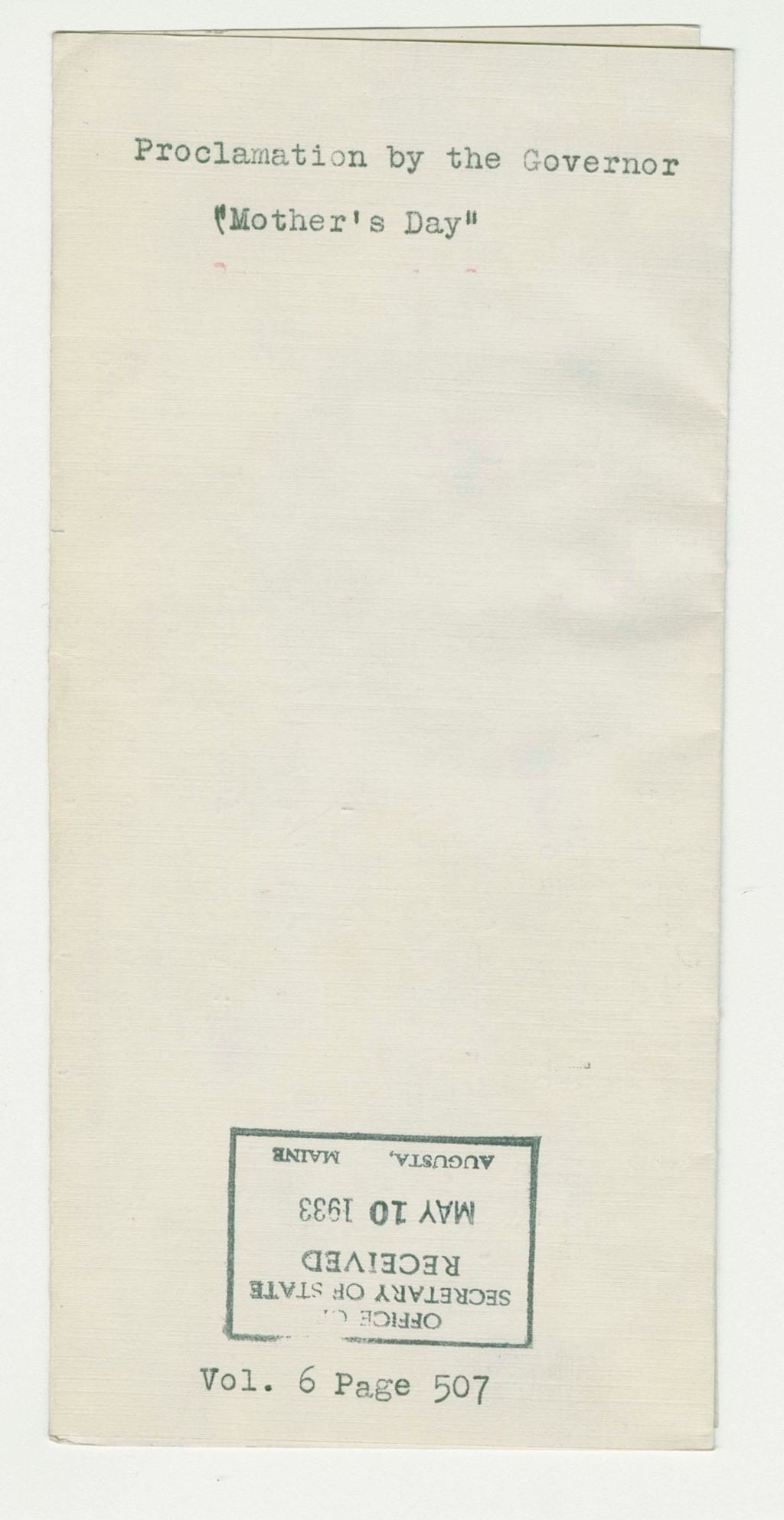 Miniature of Mother's Day Proclamation