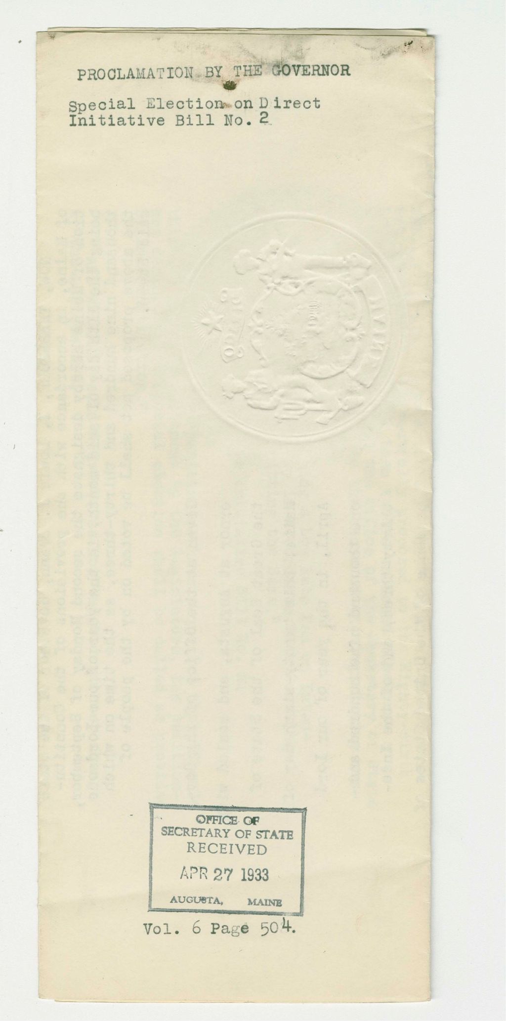 Miniature of Special Election on Direct Initiative Bill No. 2