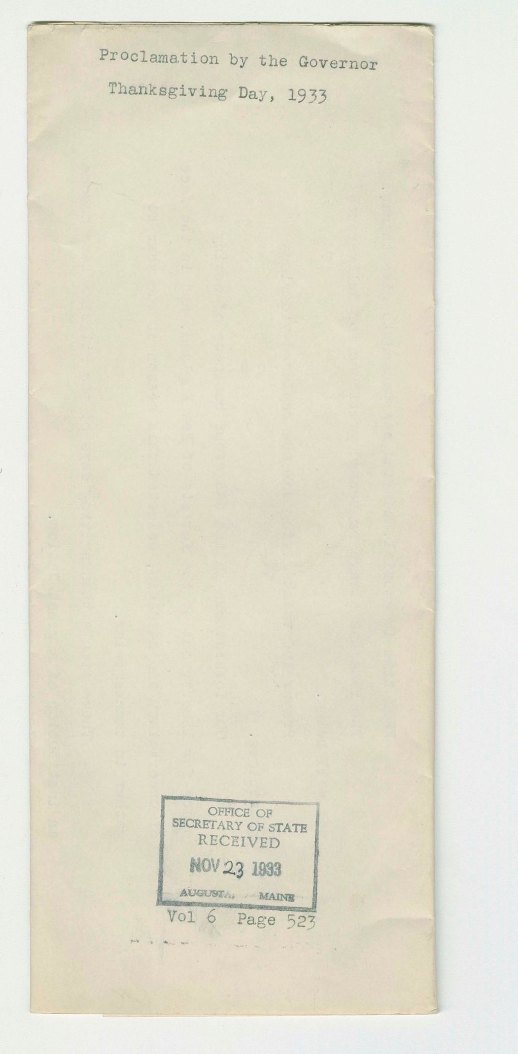 Miniature of Thanksgiving Day Proclamation