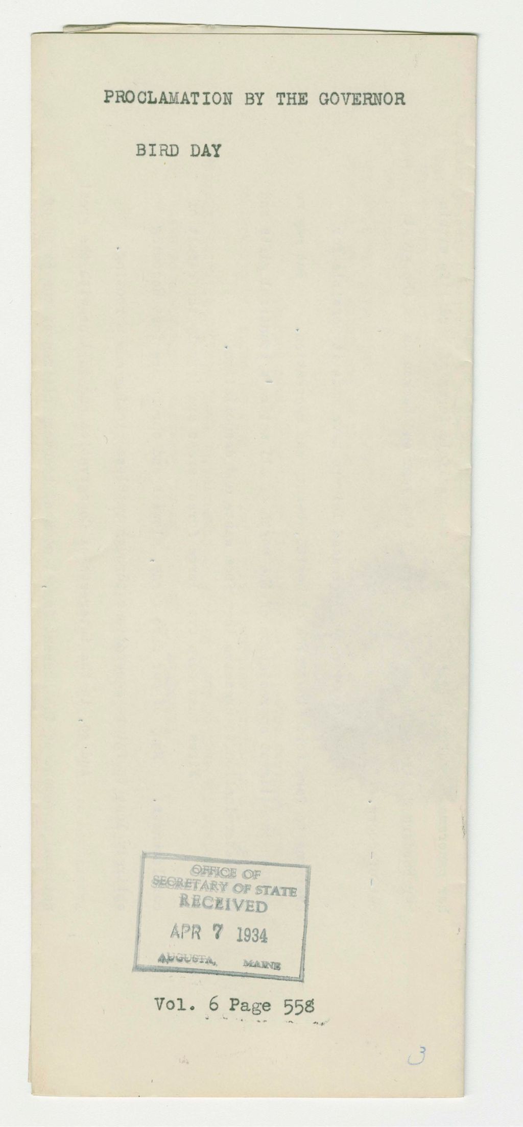 Miniature of Bird Day Proclamation