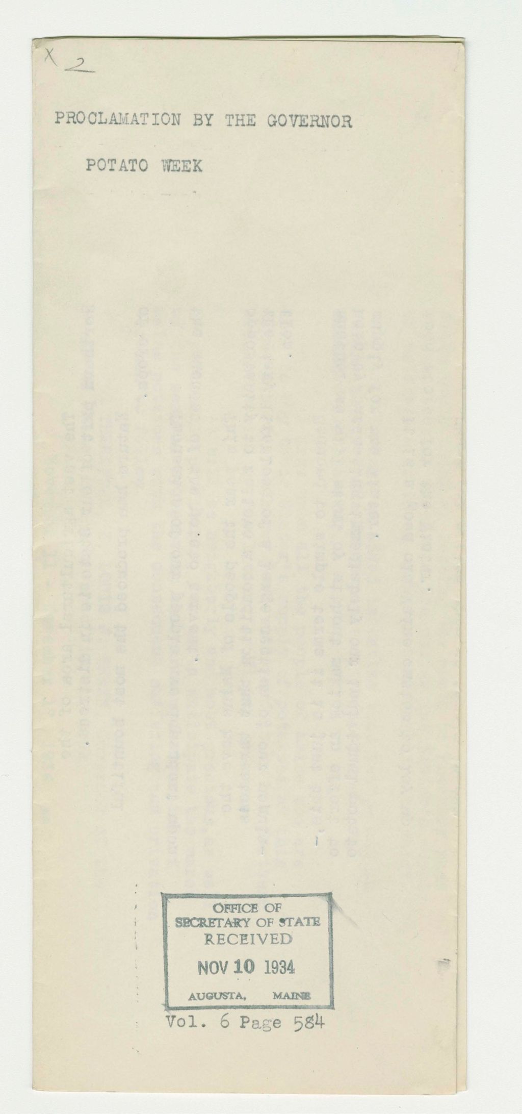 Miniature of Potato Week Proclamation