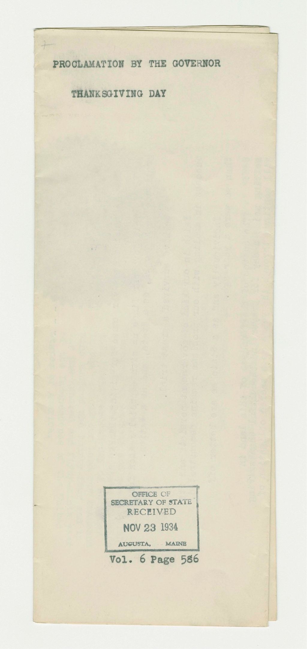 Miniature of Thanksgiving Day Proclamation