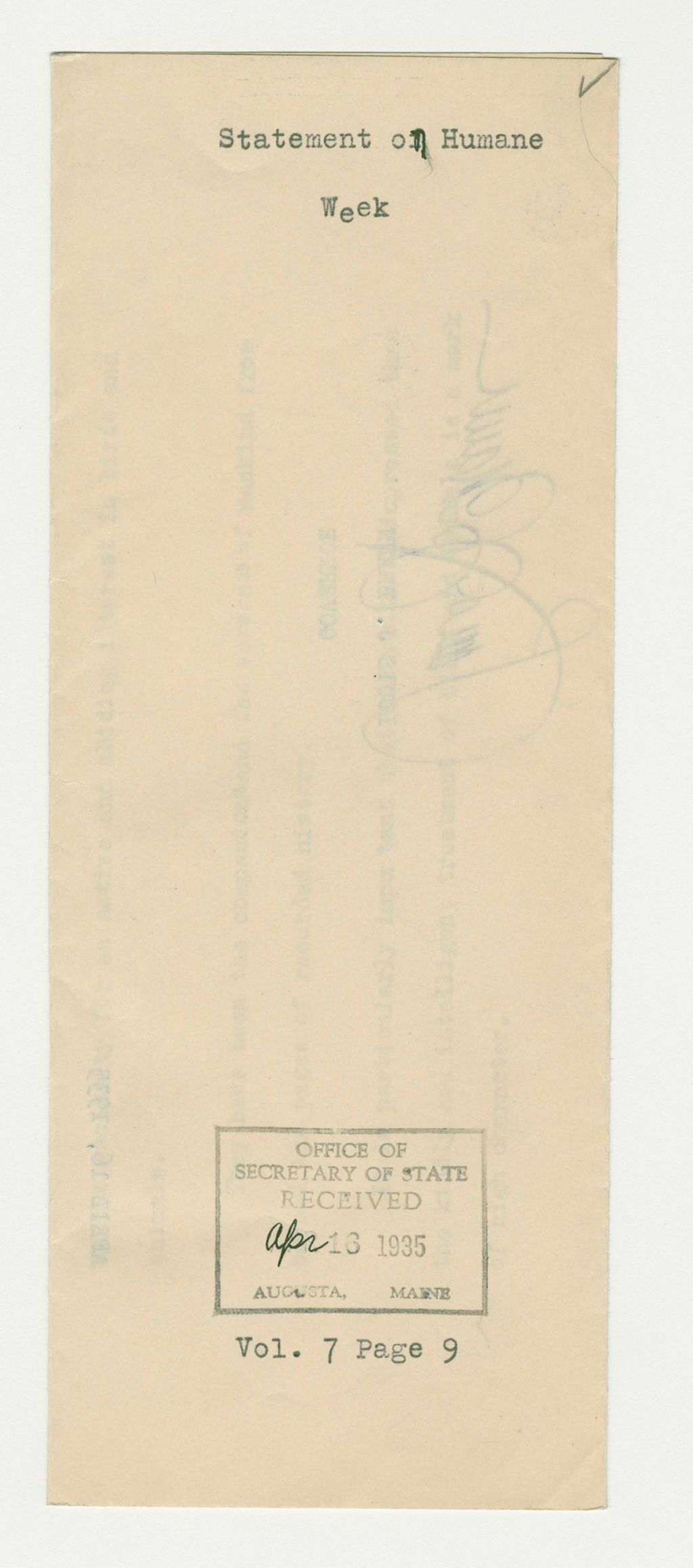 Miniature of Statement of Humane Week