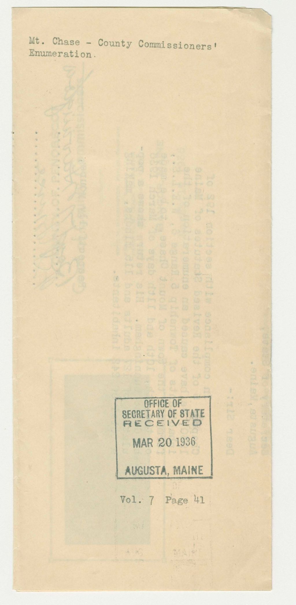 Miniature of Mt. Chase- County Commissioner's Enumeration