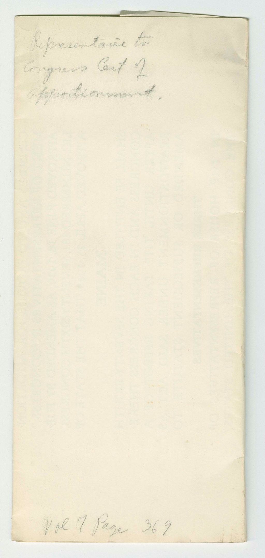 Miniature of Representative to Congress Certificate of Apportionment