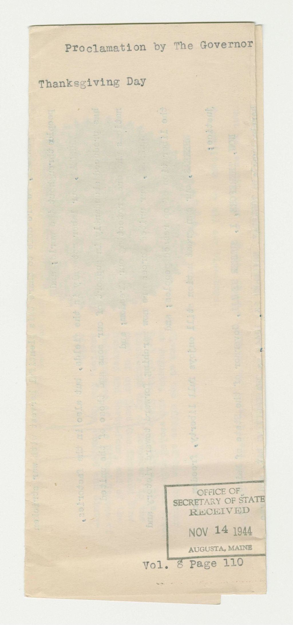 Miniature of Thanksgiving Day Proclamation